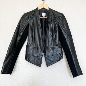 Halogen 100% Leather Jacket Black